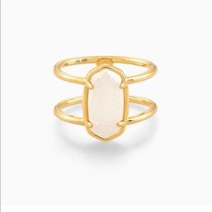 Elyse 18k Gold Vermeil Double Band Ring In Iridescent Drusy